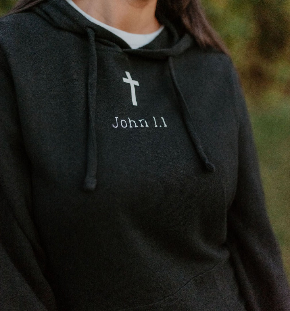 Hemp Hoodie (Black) - "In the Beginning" - Unisex